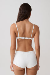 Abra Underwire Apex Bikini Top - White Textured Fabric