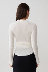 Lawson Wrap Knit Long Sleeve Top - White