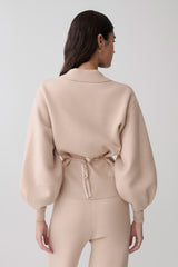 Blaine Knit Blouson Sleeve Cardigan - Oat Marle