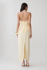 Chiara Halter Satin Maxi Dress - Buttermilk