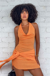 Lucien Cowl Neck Mini Dress - Apricot