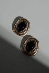 Eurydice Framed Stone Stud Earring - Gold/Navy