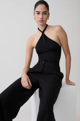 Bambi Twisted Neck Bodysuit - Black