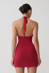 Bohdie Crochet Halter Mini Dress - Pomegranate