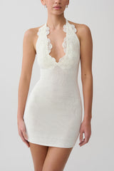 Bohdie Crochet Halter Mini Dress - Ivory