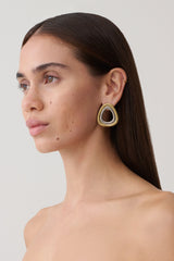 Empire Two Toned Rounded Triangle Earring - Silver/Gold