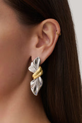 Empress Mixed Metal Twisted Bow Earrings - Silver/Gold