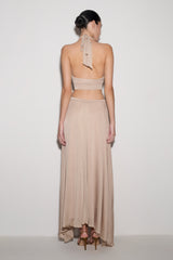 Nola Draped Lurex Halter Top - Gold
