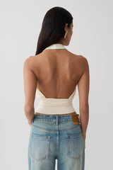 Jina Draped Halter Top - Ivory