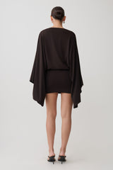 Jessy Draped Mini Dress - Dark Chocolate