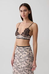 Kimberly Lace Sleeveless Crop Top - Nude Lace