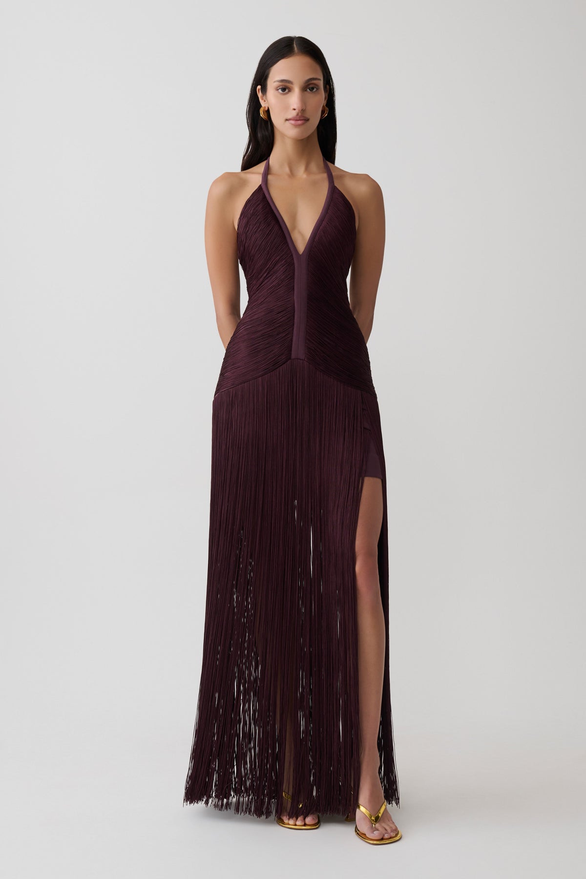 Tiffany Fringe Maxi Dress - Plum