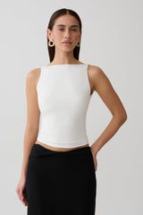 Yura Backless Twist Top - White