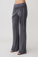 Anfie Straight Leg Pants With Waist Wrap - Grey