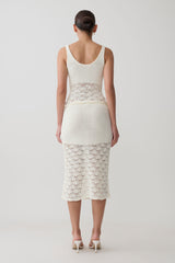 Atlantis Crochet Knit Midi Skirt - White