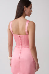 Isabel Satin Corset Mini Dress - Pink