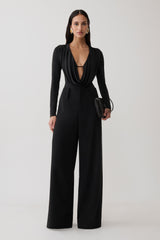 Ren Cowl Long Sleeve Slinky Bodysuit - Black