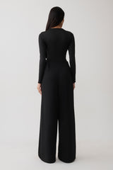 Ren Cowl Long Sleeve Slinky Bodysuit - Black