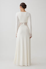 Elethea Lace Slinky Maxi Dress - Ivory
