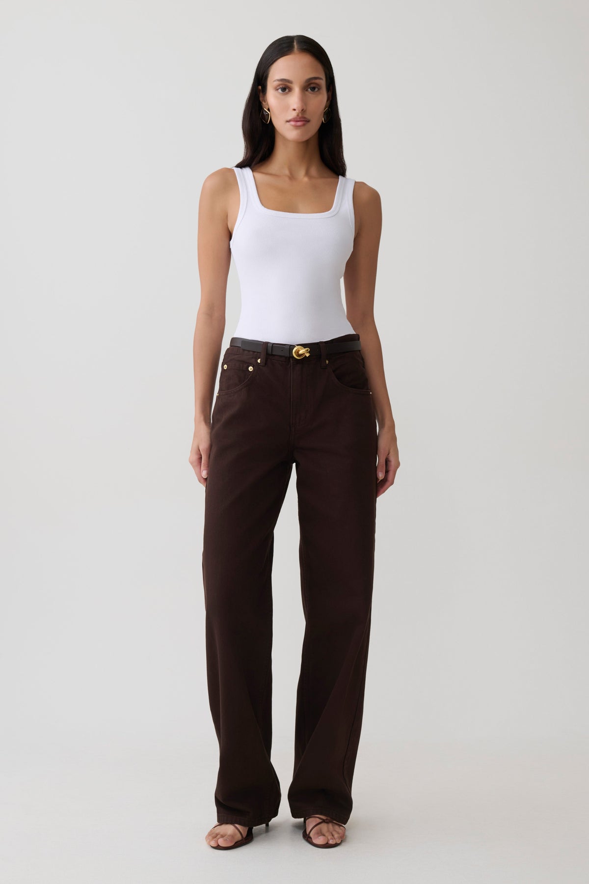 Mannon Mid Rise Denim Jeans - Chocolate