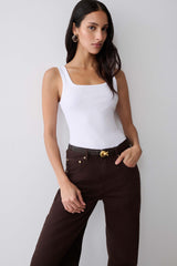 Mannon Mid Rise Denim Jeans - Chocolate