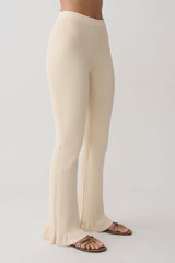Suzie Ribbed Flared Pants - Ivory