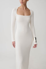 Freja Long Sleeve Midi Dress - White