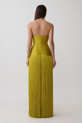 Tiffany Fringe Maxi Dress - Chartreuse