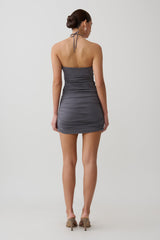 Sade Halter With Hardware Mini Dress - Grey