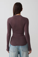 Lawson Wrap Knit Long Sleeve Top - Peppercorn