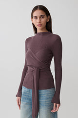Lawson Wrap Knit Long Sleeve Top - Peppercorn