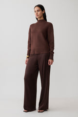 Stanley Ribbed High Neck Jumper - Chocolate