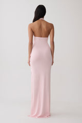 Cindylou Halter Knit Maxi Dress - Baby Pink