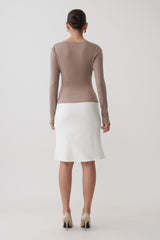 Greer Knee Length Skirt - White