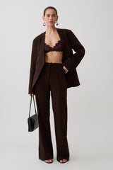 Darcie Fit And Flare Suiting Pants - Dark Chocolate