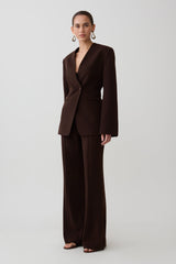 Darcie Fit And Flare Suiting Pants - Dark Chocolate
