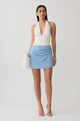 Indie Draped Chiffon Mini Skirt - Sky Blue