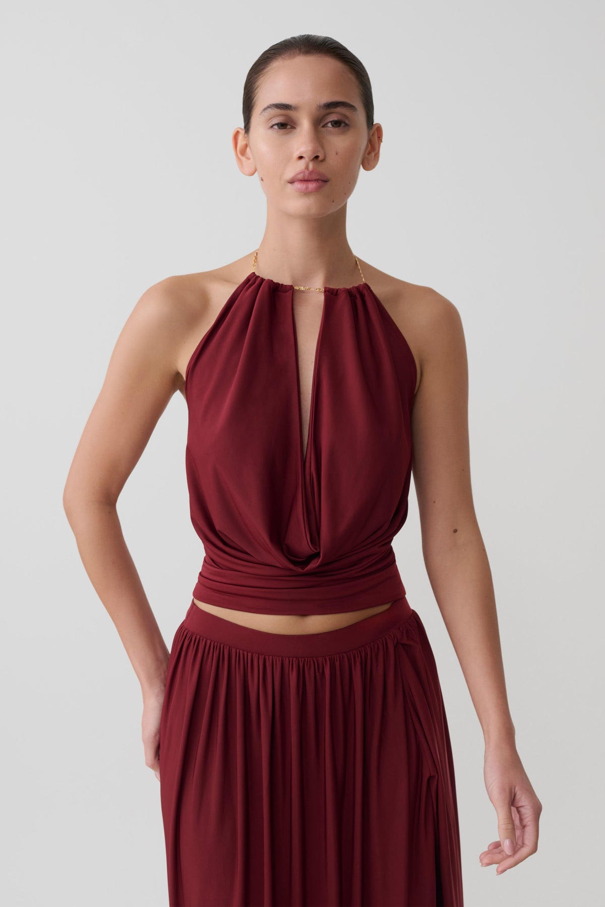 Banks Halter Neck Top With Hardware - Wine