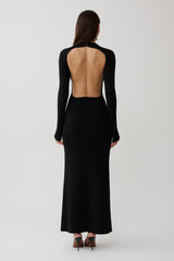 Rowan Long Sleeve Knit Maxi Dress - Black