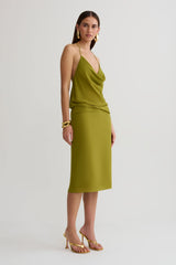 Amelia Low Back Chiffon Top - Green