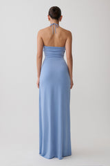 Quincy Halter Maxi Dress With Hardware - Cornflower Blue
