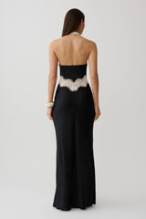 Louise Satin And Lace Maxi Dress - Black/Ivory