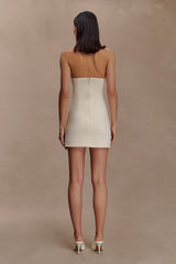 Christina Cross Over Mini Dress - Buttercream