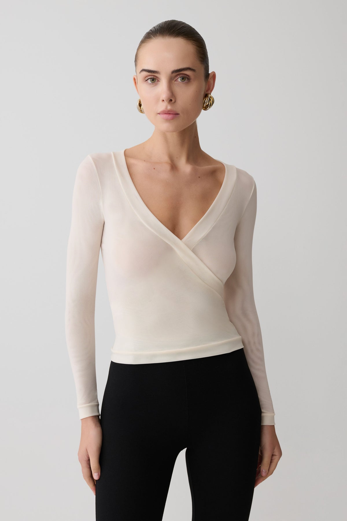 Lumi Long Sleeve Mesh Top - Bone