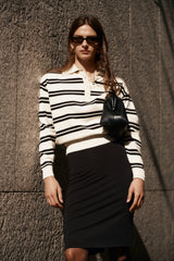 Philly Stripe Long Sleeve Knit Jumper - Ivory/Black